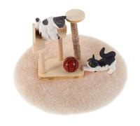 FELTECHELECTR Miniature Wooden Cat Tree Playset for Scale Dollhouse Realistic Small Cat Climbing Frame Model Versatile Mini Furniture Decoration for Doll House Accessories and Scene Photography