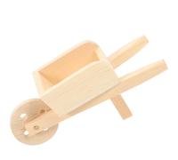 FELTECHELECTR Miniature Wooden Simulation Wheelbarrow Model, Small Natural Color Garden Cart Decor for Dollhouse and Mini Landscape, Farm Accessory