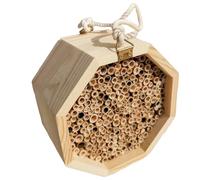 FELTECHELECTR Octagonal Wooden Bee House Made of Pine and Reed for Garden and Terrace, Providing A Comfortable Nesting Place and Supporting Pollinators with Natural Aesthetics and Beautiful