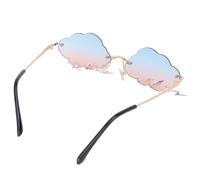 FELTECHELECTR Party Cloud Glasses Metal Blue Rimless Sunglasses for Women | Crazy Sunglasses, UV Protection, Covers Eyes, for Funny Photos and Parties