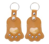 FELTECHELECTR Pet Hair Keepsake Keychain Lightweight and Secure Storage for Pet Hair with Paw Shape Pendant Charm 2pcs in Yellow Pu Leather Stylish Memorial Keyring and Enthusiasts