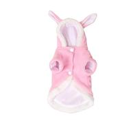 FELTECHELECTR Pink Rabbit Outfit for Pets with Hood and Bunny Ears, Warm Polar Fleece Costume for Puppies and Cats, Comfortable Designer Pet Clothes for Special Occasions and Halloween