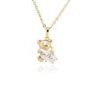 FELTECHELECTR Plated Zircon Pendant 18k Gold for Women Bear Shaped | Copper Jewellery, Sparkling Cute Design, Fits Most People, Suitable for Teen, Holiday Gifting, Parties and Outfits