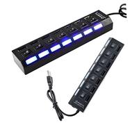FELTECHELECTR Port USB Hub with Off High Speed USB Multi Charger for Laptop and PC Ergonomic Design Safe Protection Mbps Data Transfer Rate Black