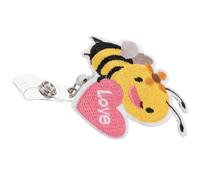 FELTECHELECTR Portable Bee-Shaped Badge Holder Cute Felt Id Card Clip for Name Tags Easy-use Retractable Buckle Practical Adorable Badge Clips for Nurses Backpacks Handbags and Belts