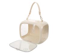 FELTECHELECTR Portable Bird Carrier Cage for Cockatiels and Little Birds with Secure Construction and Enhanced Breathability, Beige Plastic Travel Cage for Outdoor Trips and Parrot Travel