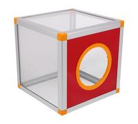 FELTECHELECTR Red Transparent Raffle Box Clear Suggestion Fundraising Donation Collection Container for Voting Party Games Business Meetings