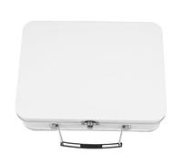 FELTECHELECTR Retro Small Metal Bento Lunch Box with Lock Hinged Lid, White Tin Food Storage Container 205x150x75mm, Leak-Resistant Lunch Container for Adults, Work, Picnics and Outdoor Use