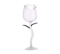 FELTECHELECTR Rose Design Pink Wine Glasses Set, Tall Stem Flute Glassware with Floral Pattern for Wedding and Birthday, Decorative Crystal Goblets for Elegant Dining and Entertaining