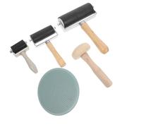 FELTECHELECTR Rubber Brayer Roller for Printmaking with Easy to Grip Wooden Handle and Sturdy Rubber Surface, Portable Art Craft Tool Suitable for Carved Surfaces and Stamping Tools