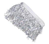 FELTECHELECTR Sequin Tassel Fringe Trim Can Be Cut Freely for Latin Dance Costume, Silver Decorative Dress Decoration for Clothes Trim and Handmade Item Decoration