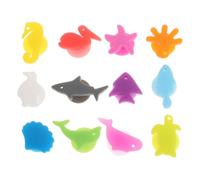 FELTECHELECTR Silicone Wine Glass Tags Decorative and Sturdy Wine Charms 12pcs with Fish Design to Remind Cup Ownership Random Color for Party Use for Dining Table and Social Events