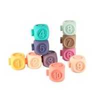 FELTECHELECTR Soft Silicone Number Building Blocks, Colorful Stackable Educational Toy for Toddlers, Early Learning Parent-Child Interactive Plaything, Bath and Training Game Set