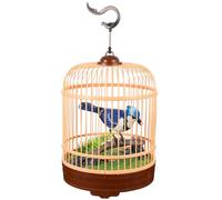 FELTECHELECTR Sound Activated Singing Bird with Moving Wings, Realistic Chirping Bird Ornament in Cage, Battery-free Electronic Pet for ’ Desktop Play and Decoration