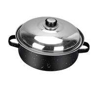 FELTECHELECTR Stainless Steel Covered Roaster with Smoke Vent Multi-Function Roasting Pot for Sweet Potatoes Chicken Wings Chestnuts and Corn Even Heating Convenient Handles for Daily Baking and