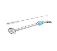 FELTECHELECTR Stainless Steel Drinking Filter Straw Bombilla with Cleaning Brush Removable Filter Head Colourful Bead for Mate Loose Leaf Tea Coffee Juices