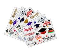 FELTECHELECTR Temporary Tattoos Stickers for Adults Graduation Week 6 Sheets Decorative Latex Body Tattoos with Easy Removal, for Graduation Celebration