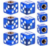 FELTECHELECTR Tire Valve Stem Caps Blue for 10pcs Dice Style Car Tyre Dust Caps Plastic and Metal Construction, Corrosion Resistant and Dust Preventive Cars and Vehicles