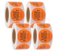 FELTECHELECTR Use First Stickers Food Service Labels 4 Rolls Orange Copper Adhesive Coated Paper for Restaurant and Home Kitchen Inventory Control