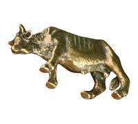 FELTECHELECTR Vintage Brass Bull Figurine Desktop Ornament, Sturdy and Strong Retro Home Decorative Sculpture, Solid Brass Material Golden Finish, to Decorate The Desktop