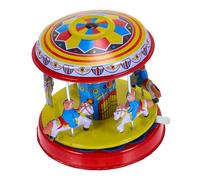 FELTECHELECTR Vintage Iron Carousel Wind Up Compact Clockwork Merry Go Rotating Collectible for Home Bar Cafe Decor Novelty Gift