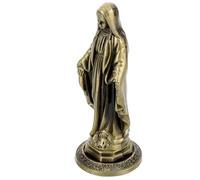 FELTECHELECTR Vintage Zinc Alloy Figurine Religious Decor Catholicism Madonna Statue Golden Flat Bottom Design Wide Application Scene Decor for Office and Home