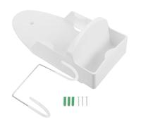 FELTECHELECTR Wall Mount Ironing Board Holder Iron Holder Wall Mount 10cm Wide White Plastic Stainless Steel Multifunctional Design Cord Storage Stylish Minimalist Indoor Hotel Laundry Room Use
