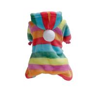 FELTECHELECTR Warm Dog Clothes Small Puppy Winter Coat with Coral Fleece Material and Stylish Rainbow Stripe Design, Easy to Put for Walking or Special Occasion Use
