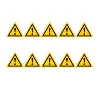 FELTECHELECTR Warning Stickers High Visibility Safety Signs Triangle Yellow 10pcs with Exclamation Mark, Waterproof Made of Pp and Synthetic Paper for Workplace and Car Use