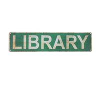 FELTECHELECTR Weatherproof Library Sign Tin Plaque Vintage Metal Wall Decor for Book Lovers for Outdoor Reading Rooms Cafes and Garages Easy Hang and Artistic Craftsmanship