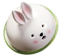 FELTECHELECTR White Ceramic Incense Holder with Novelty Rabbit Design, Portable and Elegant Small Aroma Burner for Relaxing Mind and Body in Homes and Offices