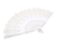FELTECHELECTR White Foldable Hand Fan with Single-sided Printing, Plastic Material, Elegant and Delicate Style for Wedding and Performance Use, Large Chinese Style Festival Fan