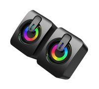 FELTECHELECTR Wired Gaming Speakers with Rgb LED Lights USB Powered Computer Subwoofer Stereo Sound Desktop Speakers with Heavy Bass and In-line Volume Control for Laptop Home Office Cafe Use