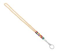 FELTECHELECTR Wood Beaded Id Card Lanyard for Daily Use with Wear-Resistant Natural Gemstone and Wood Materials, Suitable as Name Badge Lanyard and Bag Charm for Wherever Needed to Display A
