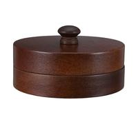 FELTECHELECTR Wooden Ashtray with Stainless Steel Liner and Handle - Large Black Indoor Outdoor Round Ashtray with Lid for Smokers, Patio, Garden, Travel Use