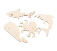 FELTECHELECTR Wooden Ocean Creature Cutouts Set 24Pcs - Dolphin, Octopus, Whale, Sea Star Shapes - Unfinished Basswood Pieces for Painting and Scrapbooking DIY Crafts at Home