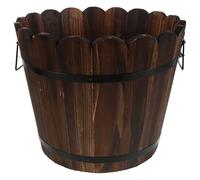 FELTECHELECTR Wooden Planter Easy Maintenance Made of Solid Wood Flower Bucket Rustic Vintage Style and Natural Appearance and Prevents Overwatering, for Outdoor Gardening and Vegetable