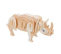 FELTECHELECTR Wooden Rhinoceros Puzzle for Handmade DIY Craft Jigsaw Model Smooth Polished Safe Wood Educational Gift to Enhance Hand Eye Coordination and Intellectual Development