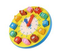 FELTECHELECTR Wooden Shape Number Clock Puzzle for Preschool Educational Learning Clock Safe Water-based Paint Gift for Boys