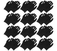 FELTECHELECTR Working Gloves 12 Pairs Black Cotton Thick Size M Hand Protection for Labour Safety