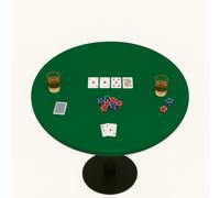 Feltectors Felt Card Game Table Cover for Playing Cards Poker, Mahjong, Domino, Bridge and Board Game, Elastic Fitted Tablecloth for 54 to 60 Inch Round Tables- Green