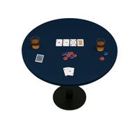Feltectors Felt Card Game Table Cover for Poker, Mahjong, Domino, Bridge and Board Game, Elastic Fitted Tablecloth Round Tables (Blue, 58 to 64" (Round))