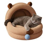 Felted Pet Cave - Kitten Safety Nest, Semi-Enclosed Cat Bed, Round Pod with Plush Toy, Kitten Sleeping Bed for Living in the Home, Pet Accessories, Breathable Resting Place for