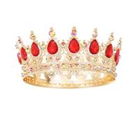 Feltent Red Crown for Women Crystal Tiara and Queen Crown for Girl Wedding Headband for Bride Hair Accessories for Costume Birthday Party Cake Decoration Prom