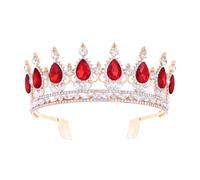 Feltent Tiara Crown for Women - Crystal Queen Crown with Comb - Red, Baroque Style - Wedding, Birthday, Festival, Prom, Christmas - Alloy, Rhinestone - Women and Girls