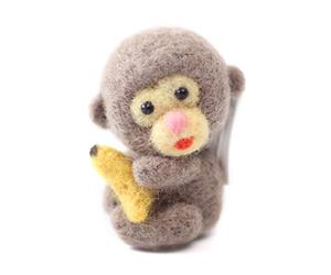 Feltsky Monkey Needle Felting Kits Merino Wool Roving - Needles, Finger Guards, Foam Mat, Instructions Gift Wrap (I)