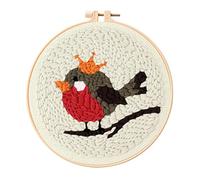 Feltsky Robin Punch Needle Kit for Beginners, Including 20cm Hoop, Pattern, Cotton Threads, Punch Needles, Needle Threader, Instruction