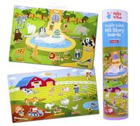 FeltsnFun 2 Felt Story Boards Zoo Wild Animal & Farm Play Scenes 43" x 28" Interactive & Educational Crease-Free Double-Sided Fuzzy Felt Board for Toddlers | Premium Quality,