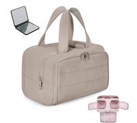 Feltz Toiletry Bag-Travelfree Convely Toiletry Bag, Puffy Multi-Functional Toiletrys Bags with Handle for Accessories,Essentials, Toiletries, Leisure Travel (Gray-Brown)