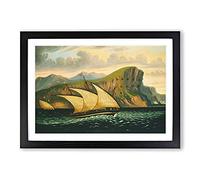 Felucca Off Gibraltar by Thomas Chambers Framed Print | A2 Black Framed Wall Art | Ready to Hang | Modern Nature Picture | Living Room Bedroom Lounge Office